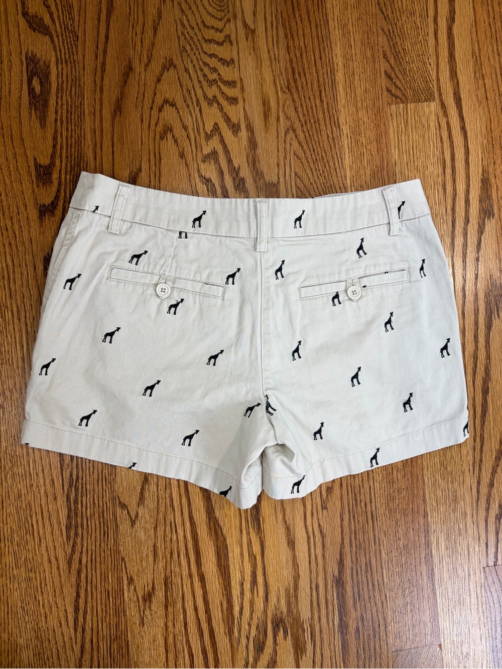 British Khaki 4" Khaki Shorts with Black Giraffe Embroidery (4) - Picture 2 of 8